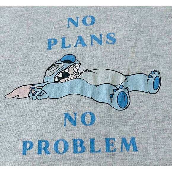 DISNEY GRAPHIC T-SHIRT, SHORT SLEEVE, WOMENS, XL, GREY, “NO PLANS - NO PROBLEM” - Picture 2 of 9